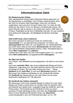 Informationstext Geld