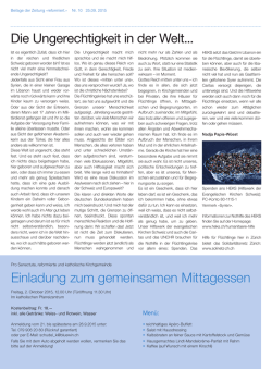 Die Ungerechtigkeit in der Welt... Einladung zum gemeinsamen