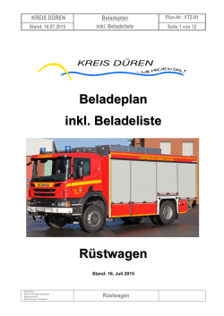 Rüstwagen (Beladeplan incl. Beladeliste)