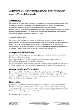 Allgemeine Geschäftsbedingungen, für die Fortbildungen unserer