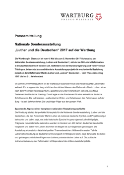 Pressemitteilung Nationale Sonderausstellung „Luther und die