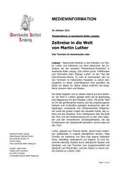 MEDIENINFORMATION Zeitreise in die Welt von Martin Luther