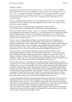 MARTIN LUTHER: Von der Freiheit eines Christenmenschen