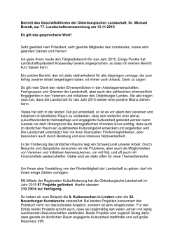 Bericht des Geschäftsführers der Oldenburgischen Landschaft, Dr