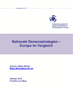 Nationale Demenzstrategien – Europa im Vergleich