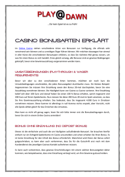 Casino Bonusarten erklärt