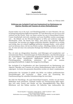 Erklärung Kolbe Asylpaket II und sichere HKS