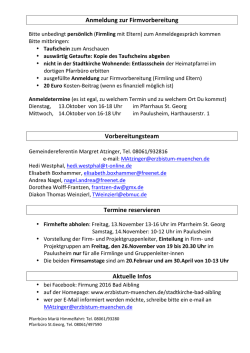 Infos und Anmeldung f&uuml;r Firmlinge, Firmeltern und