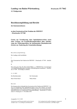 Drucksache 15 / 7662 - Landtag Baden W&uuml;rttemberg