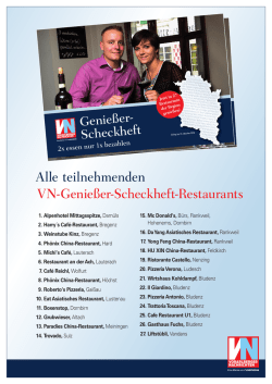 Alle teilnehmenden VN-Genie&szlig;er-Scheckheft