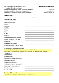Fragebogen - Basel Hotel Restaurant Bar Guide / Hotels