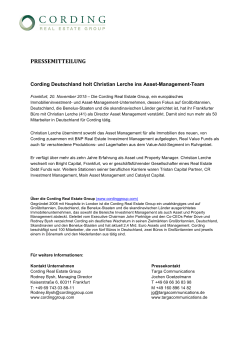 PRESSEMITTEILUNG - Cording Real Estate Group