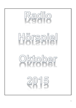 Hörspiele im Radio im Oktober 2015