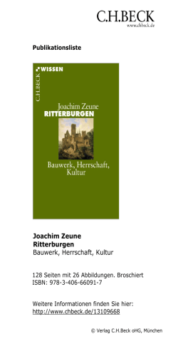 Joachim Zeune Ritterburgen Bauwerk, Herrschaft, Kultur