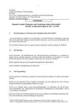 Hannah Arendt: Elemente und Urspr&uuml;nge totaler Herrschaft