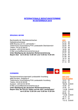 INTERNATIONALE BERATUNGSTERMINE IN &Ouml;STERREICH 2016