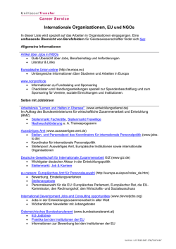 Internationale Organisationen, EU und NGOs