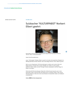 Sulzbacher "KULTURPABST" Norbert Elbert geehrt Meldung