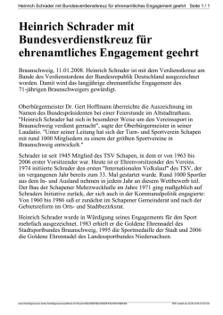 Heinrich Schrader mit Bundesverdienstkreuz f&uuml;r ehrenamtliches