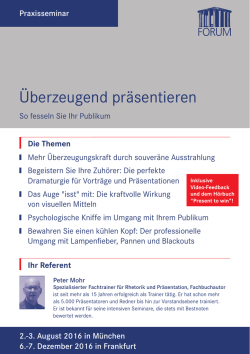 &Uuml;berzeugend pr&auml;sentieren - FORUM &middot; Institut f&uuml;r Management GmbH