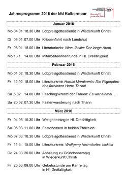 Jahresprogramm 2016 - Stadtkirche Kolbermoor