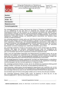 Antrag Produzent 2016 - Südtiroler Qualitätskontrolle :: Intro