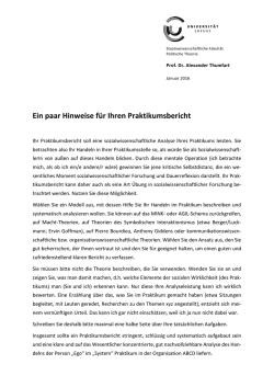 Ein paar Hinweise f&uuml;r Ihren Praktikumsbericht