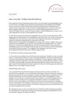 Labco und synlab – Künftige Unternehmensführung