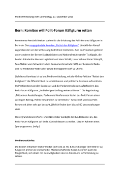 Bern: Komitee will Polit-Forum Käfigturm retten