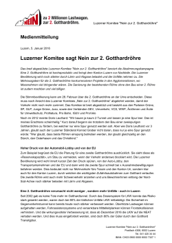 Luzerner Komitee sagt Nein zur 2. Gotthardröhre