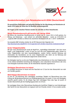 Kundeninformation zum Reisekostenrecht 2016 (Deutschland)