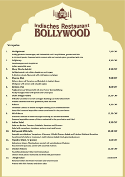 Unsere Speisekarte - Indisches Restaurant Bollywood