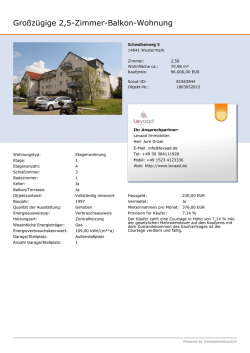 Gro&szlig;z&uuml;gige 2,5-Zimmer-Balkon-Wohnung