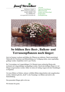 So bl&uuml;hen Ihre Beet-, Balkon- und Terrassenpflanzen noch l&auml;nger: