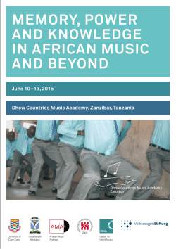 MeMory, Power and Knowledge in african Music and Beyond