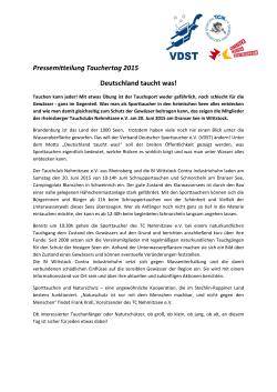 Pressemitteilung Tauchertag 2015 Deutschland taucht was!