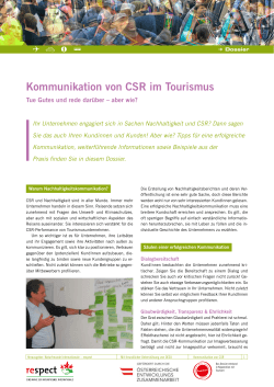 Dossier: Kommunikation von CSR im Tourismus