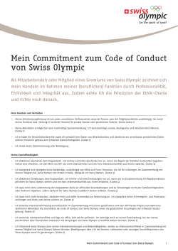 Mein Commitment zum Code of Conduct von Swiss Olympic
