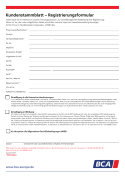 Kundenstammblatt - Registrierungsformular
