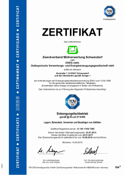 zertifikat - Zweckverband Müllverwertung Schwandorf