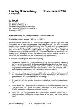 Kleine Anfrage und Antwort der Landesregierung