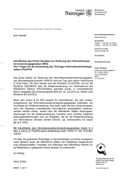 Inkrafttreten des Ersten Gesetzes zur &Auml;nderung des Informationswei