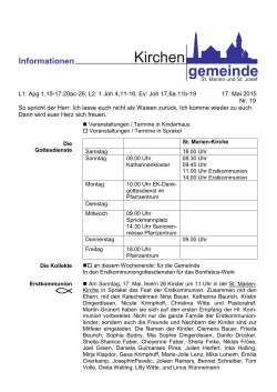 Info-Blatt 19, 17. Mai 2015 - Kirchengemeinde St. Marien und St. Josef