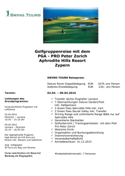 Golfgruppenreise mit dem PGA - PRO Peter Zorich Aphrodite Hills