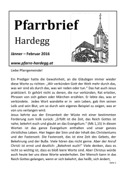 Pfarrbrief Jänner - bei der Pfarre Hardegg
