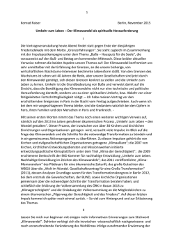 Konrad Raiser Berlin, November 2015 Umkehr zum Leben – Der