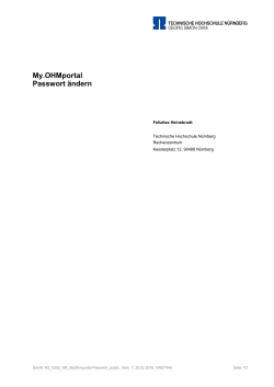 My.OHMportal Passwort &auml;ndern - Technische Hochschule N&uuml;rnberg