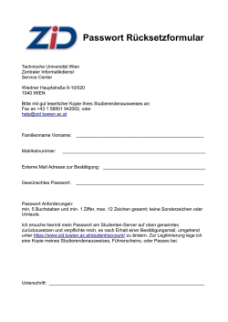 Passwort Rücksetzformular - ZID