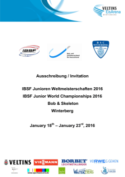 Ausschreibung / Invitation IBSF Junioren Weltmeisterschaften 2016
