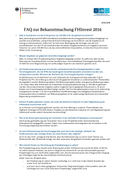 FAQ zur Bekanntmachung FHInvest 2016